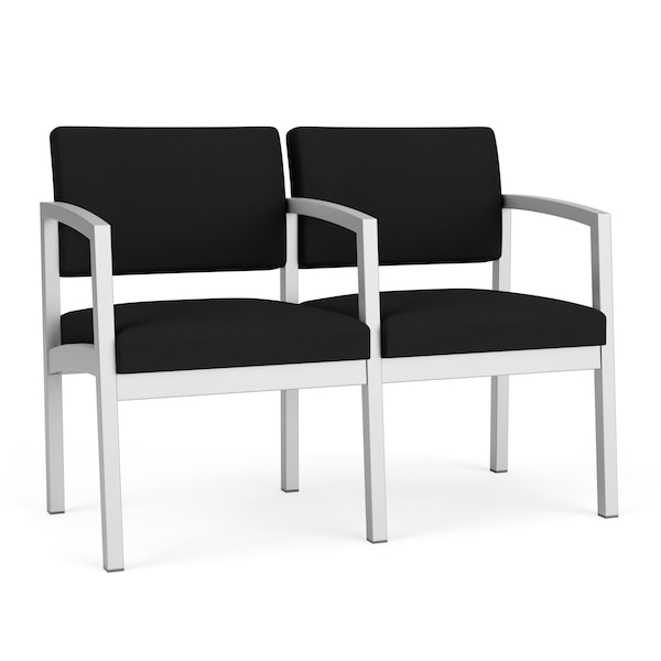 Lesro Lenox Steel 2 Seater with Center Arm, Black/Onyx Seat, Black/Onyx Back, 43.5 W 24.5 L 32 H LS2103 - main